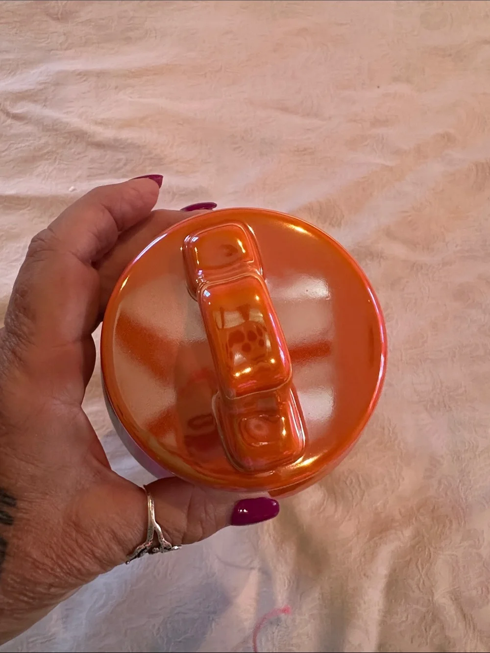 Rae Dunn Orange Luster Crow's Bones Canister Halloween